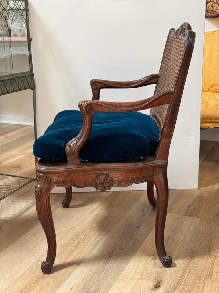 Regence Beechwood Caned Fauteuil, France, 18th century - Helen Storey Antiques