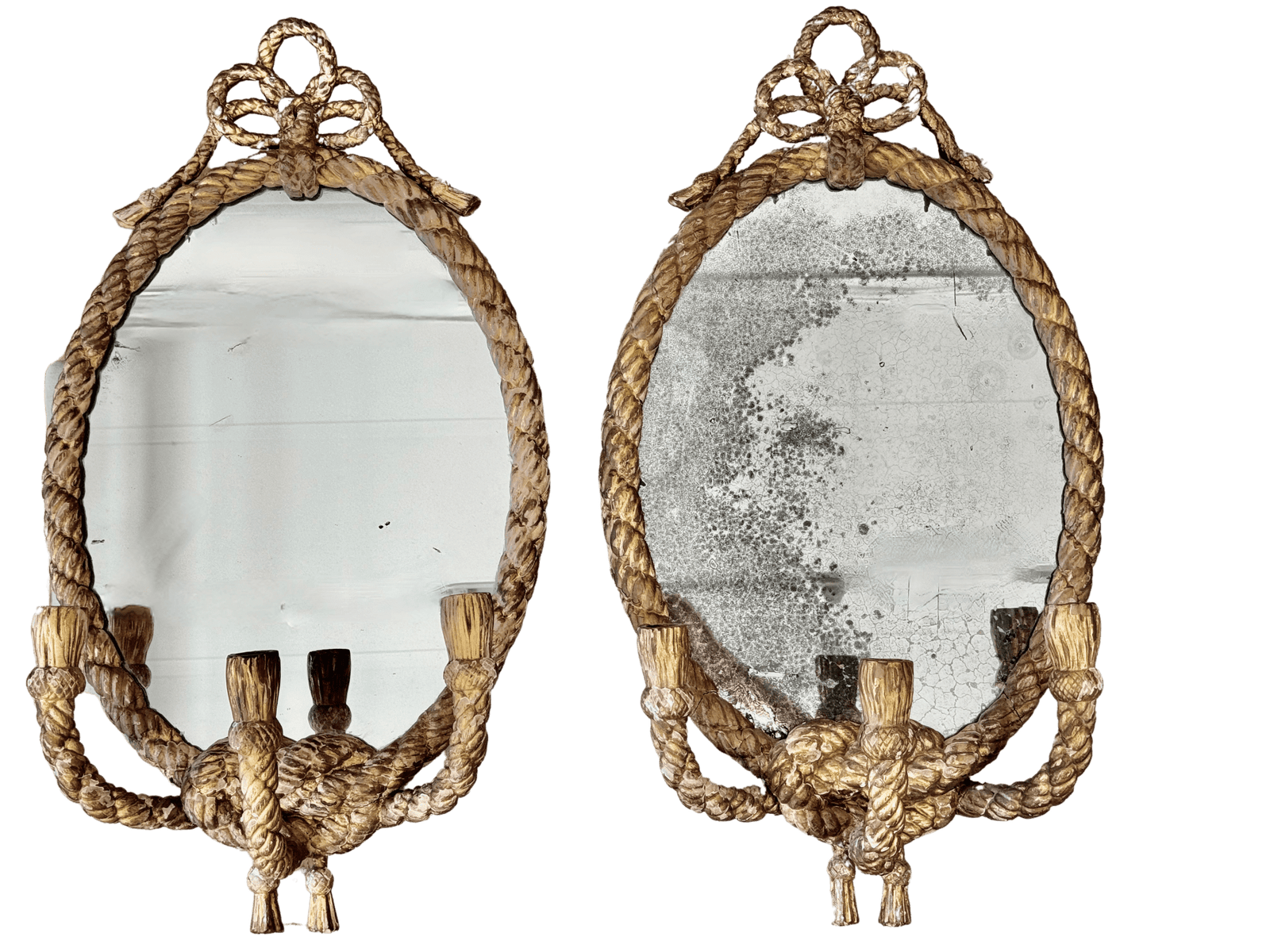 Stunning Pair of 19th Century English Rope Twist Mirrors by C. Nosoti