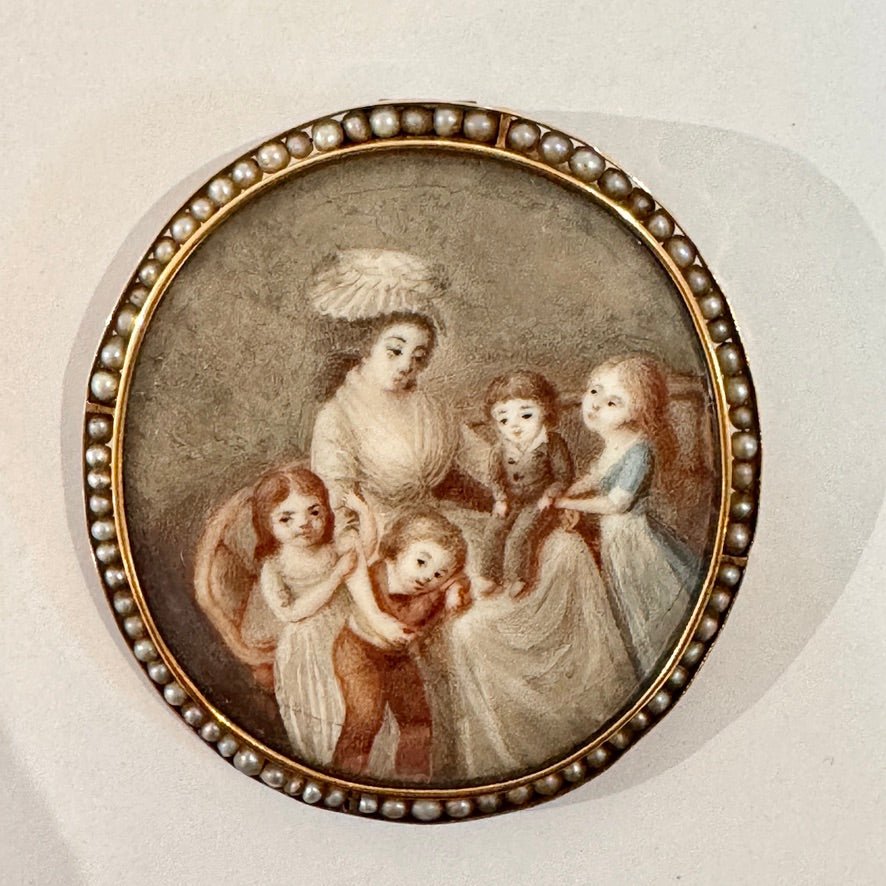 Swedish School 18th Century, A Portrait Miniature of Mother and Four Children - Helen Storey Antiques