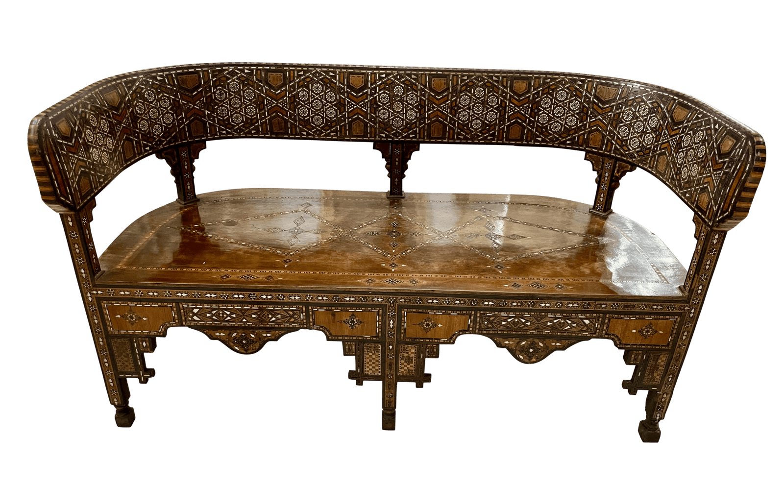Syrian Settee Bench, Inlaid