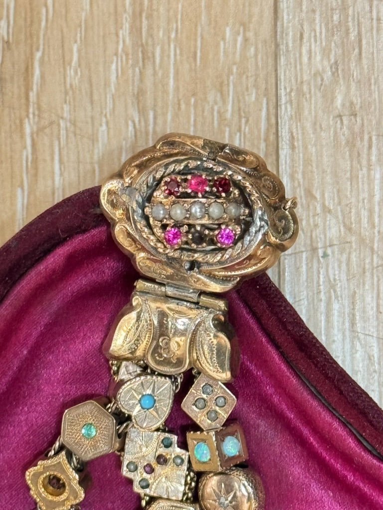 Triple Strand Gold Slide Charm Bracelet - Helen Storey Antiques