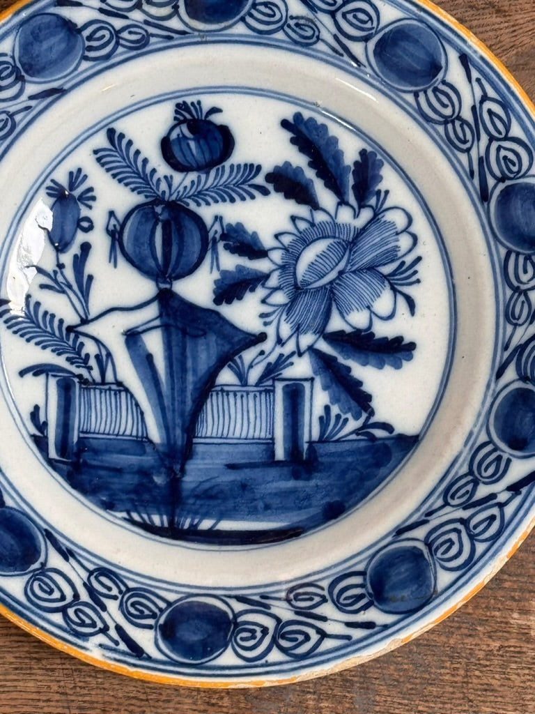 Two Blue and White 18th Century Dutch delft plates - Helen Storey Antiques