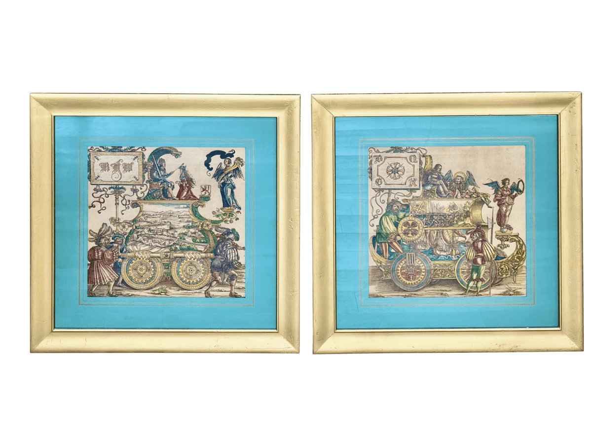 Wartime Triumphs, Hans Burgkmair The Elder Hand Painted Woodcuts Ca. 1515 - 18 - Helen Storey Antiques