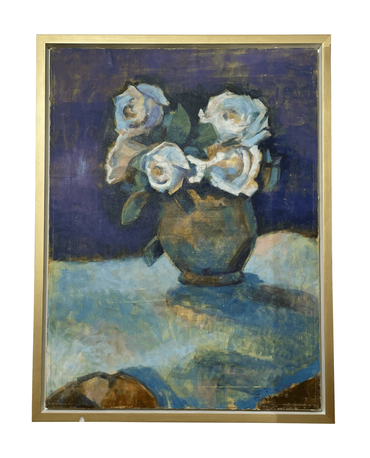 White roses in a vase, Giacomo, 20th Century - Helen Storey Antiques