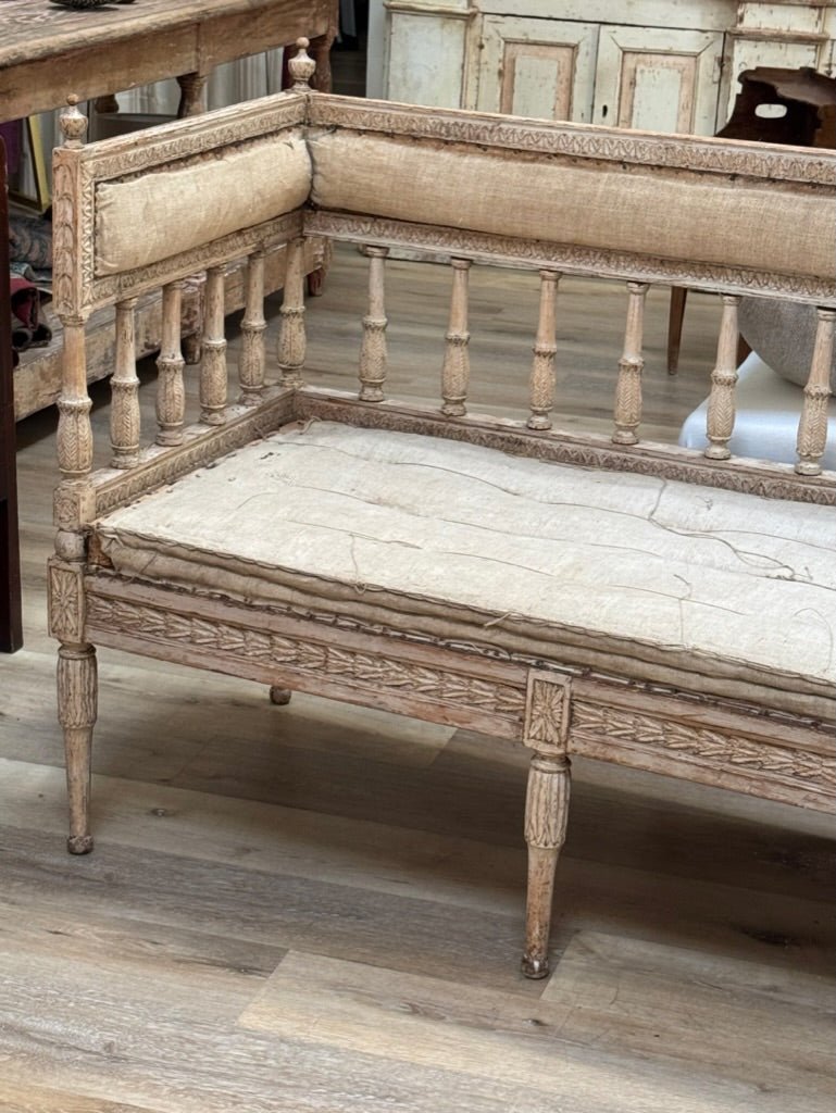 18th C. Swedish Gustavian Settee or Bench c. 1790 - Helen Storey Antiques