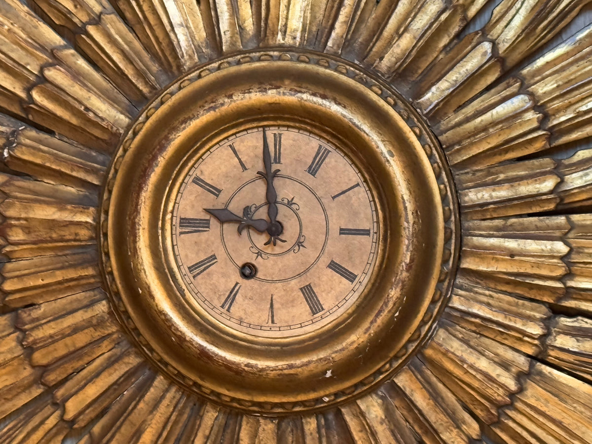 Mid-Century modern gilt starburst clock