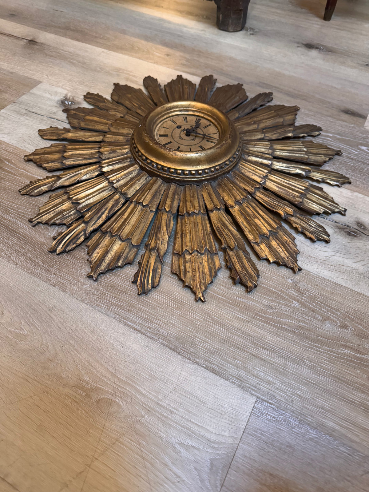 Mid-Century modern gilt starburst clock