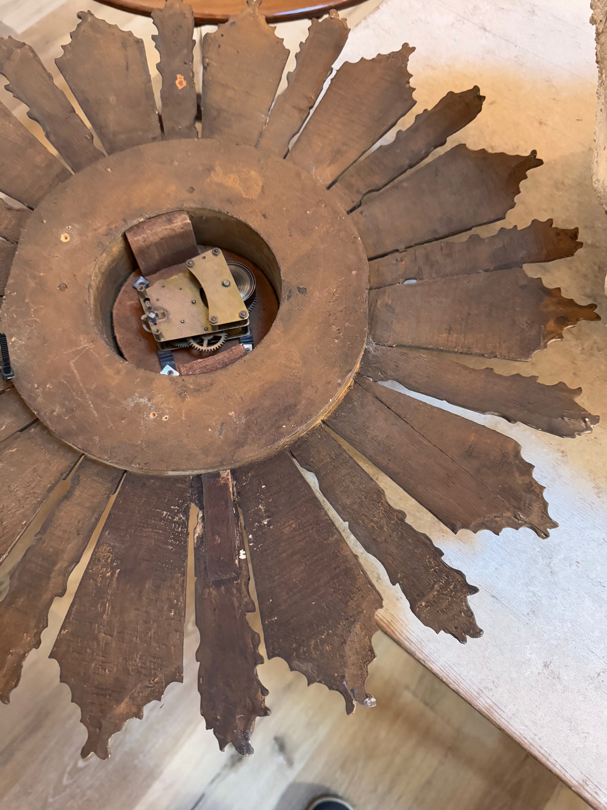 Mid-Century modern gilt starburst clock
