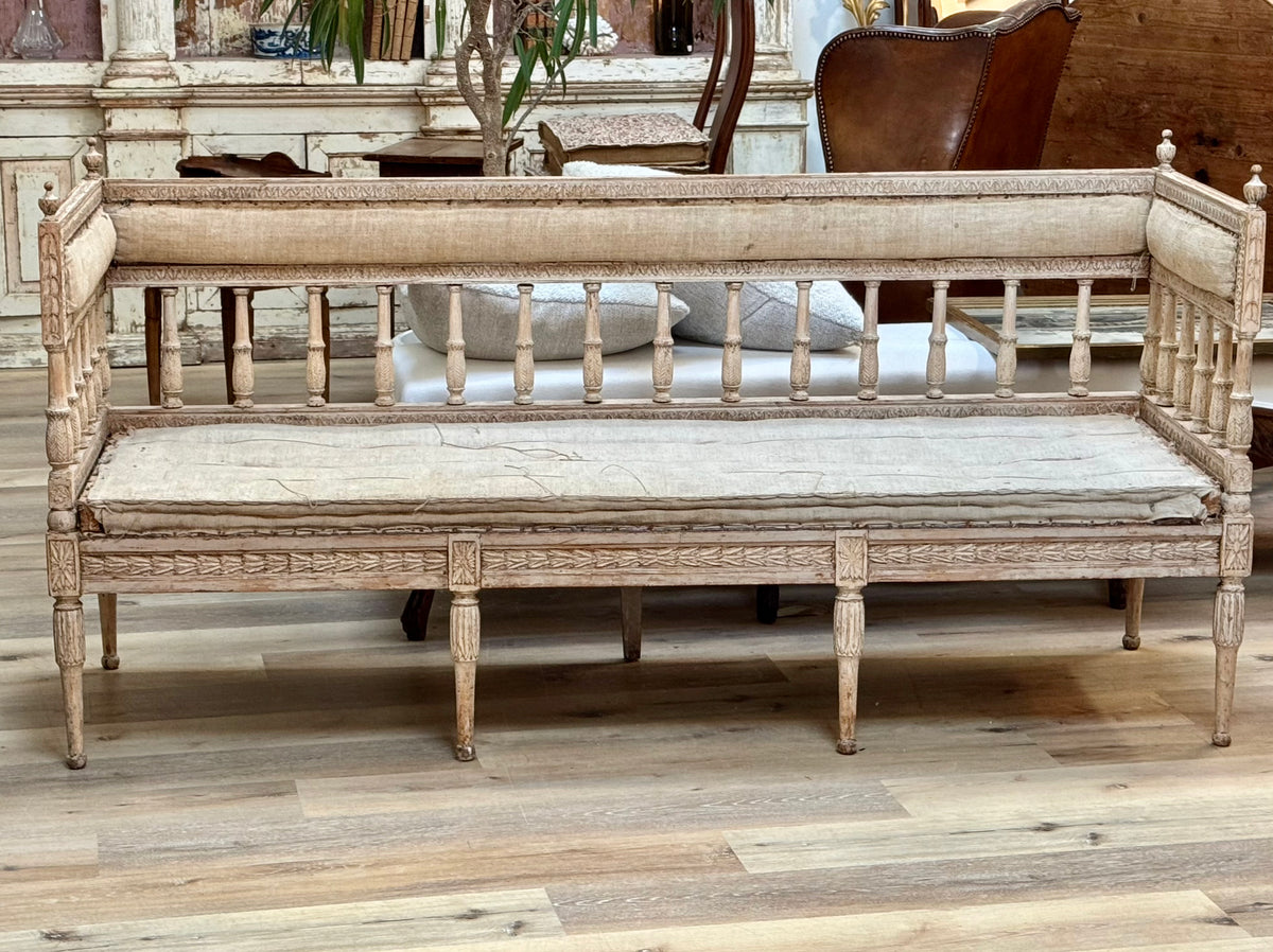 18th C. Swedish Gustavian Settee or Bench c. 1790