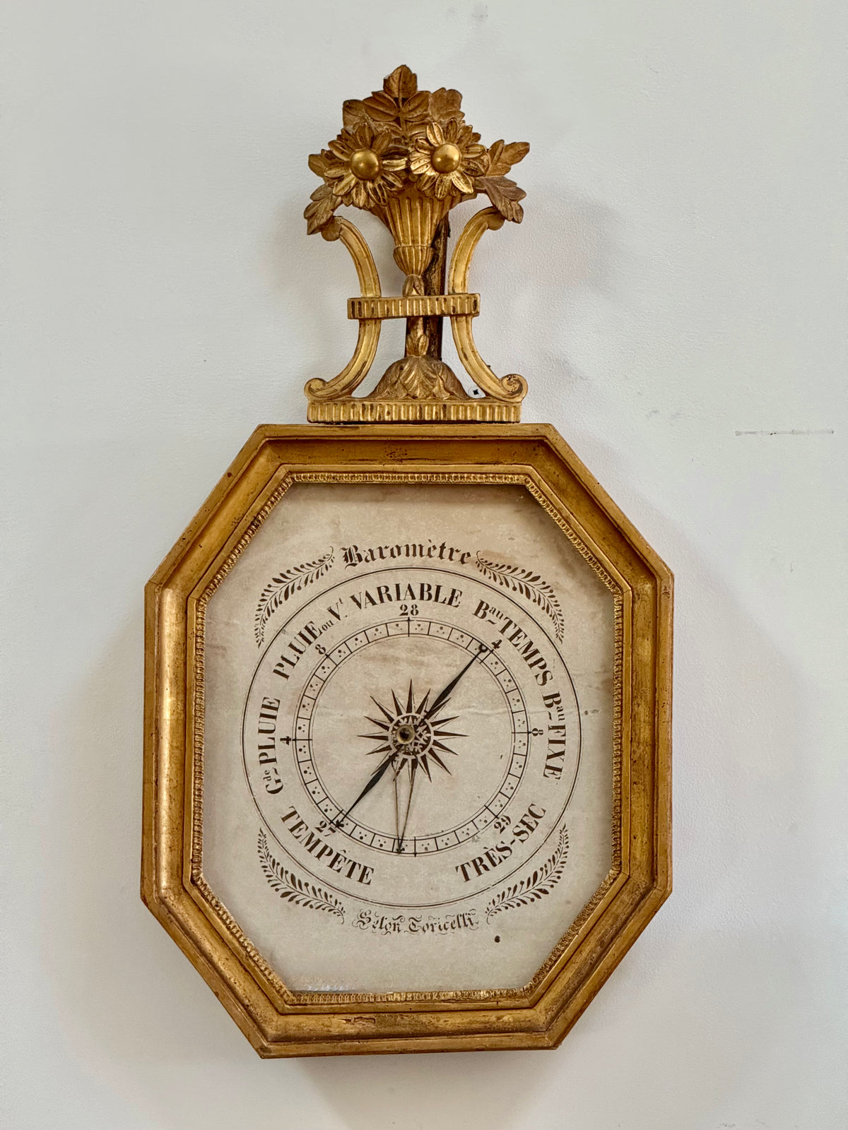 Louis XVI carved and gilded barometer