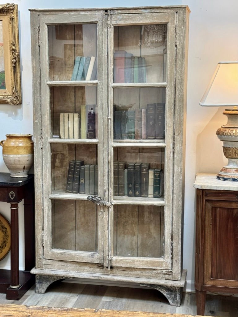 Bookcase cabinet, French casement windows - Helen Storey Antiques