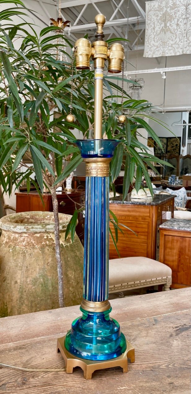 Brilliant Blue Mid - century Murano lamp by Marbro c. 1960 - Helen Storey Antiques