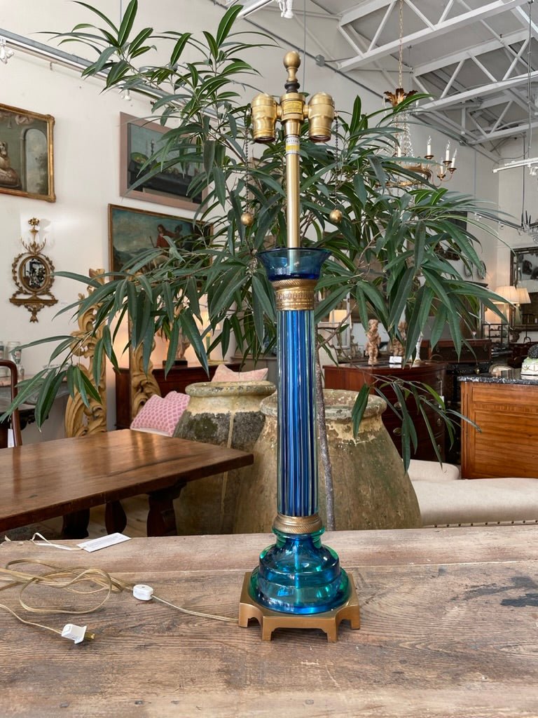Brilliant Blue Mid - century Murano lamp by Marbro c. 1960 - Helen Storey Antiques