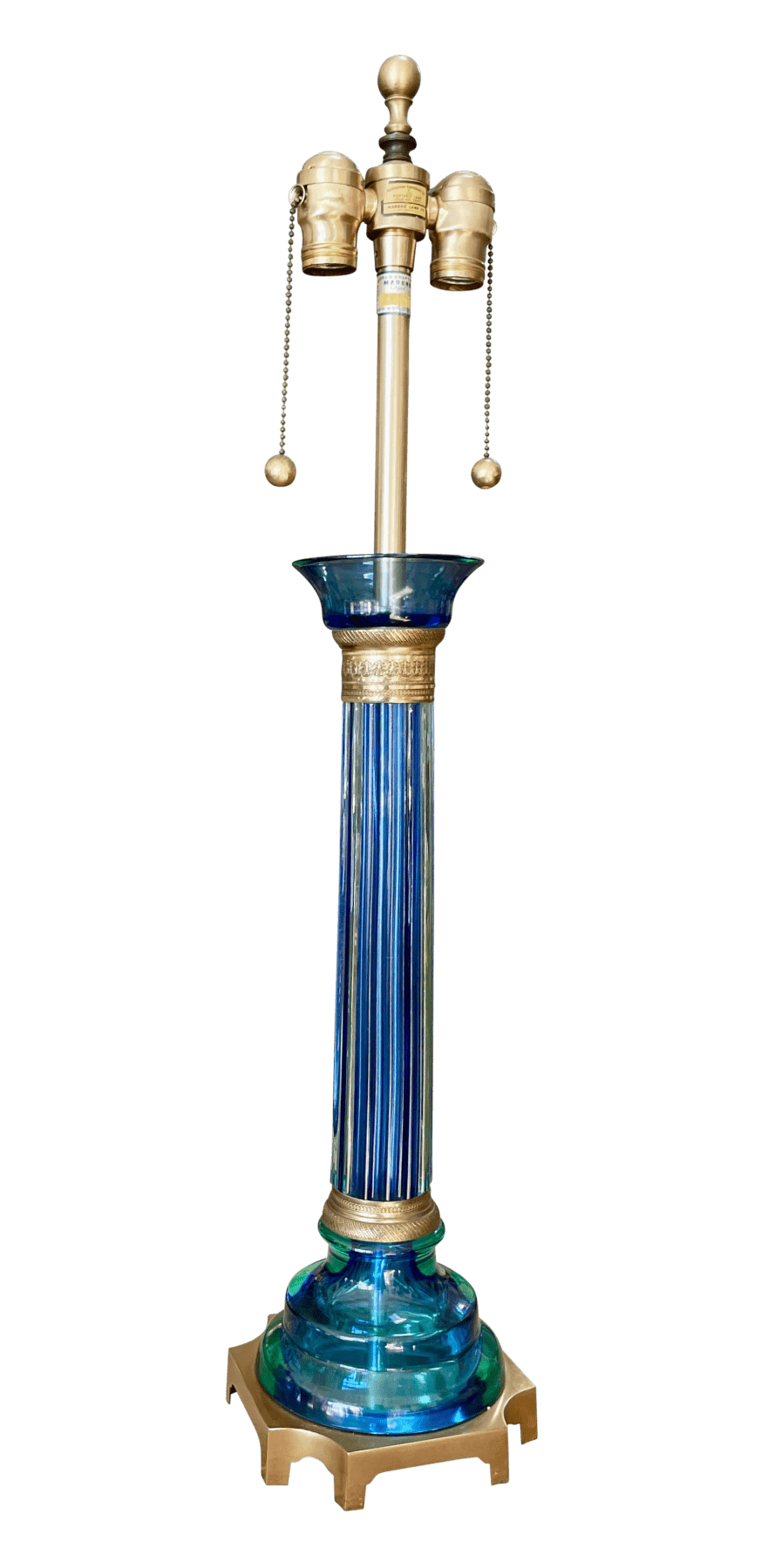 Brilliant Blue Mid - century Murano lamp by Marbro c. 1960 - Helen Storey Antiques