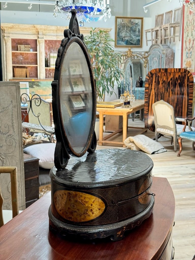Chinese Export Lacquer Dressing or Vanity Mirror, 18th Century - Helen Storey Antiques