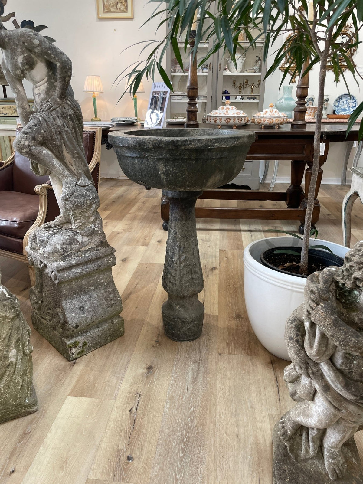 Early Italian marble font or fountain or birdbath, 17th Century - Helen Storey Antiques