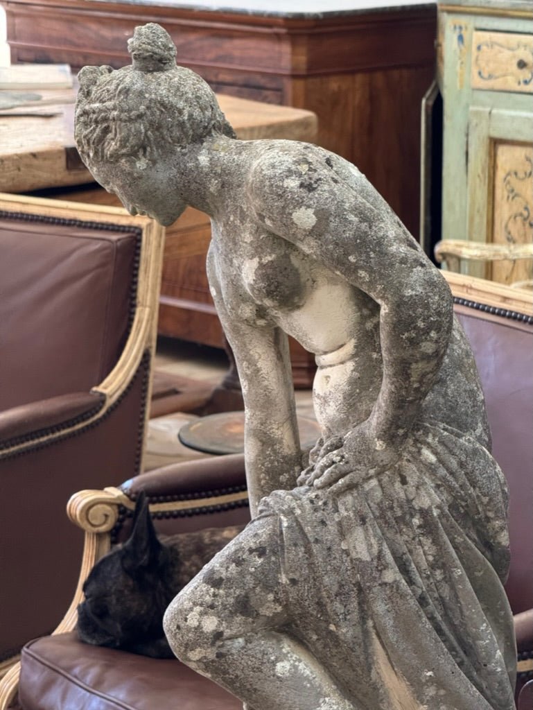 Italian stone garden statue of a maiden - Helen Storey Antiques