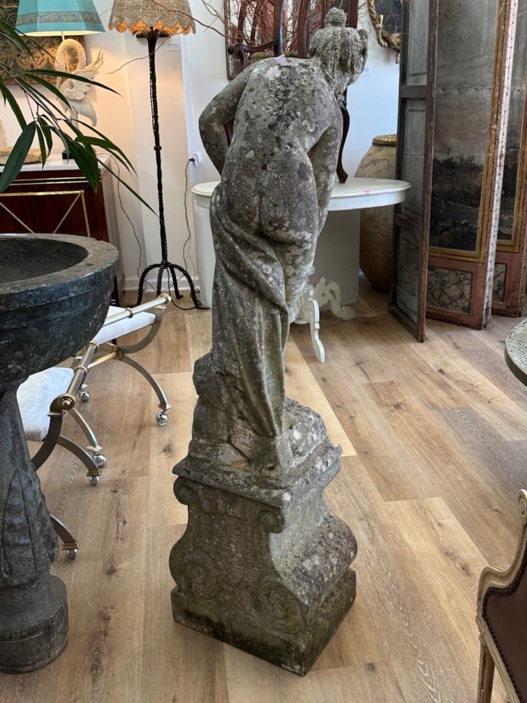 Italian stone garden statue of a maiden - Helen Storey Antiques