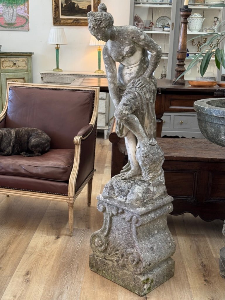 Italian stone garden statue of a maiden - Helen Storey Antiques