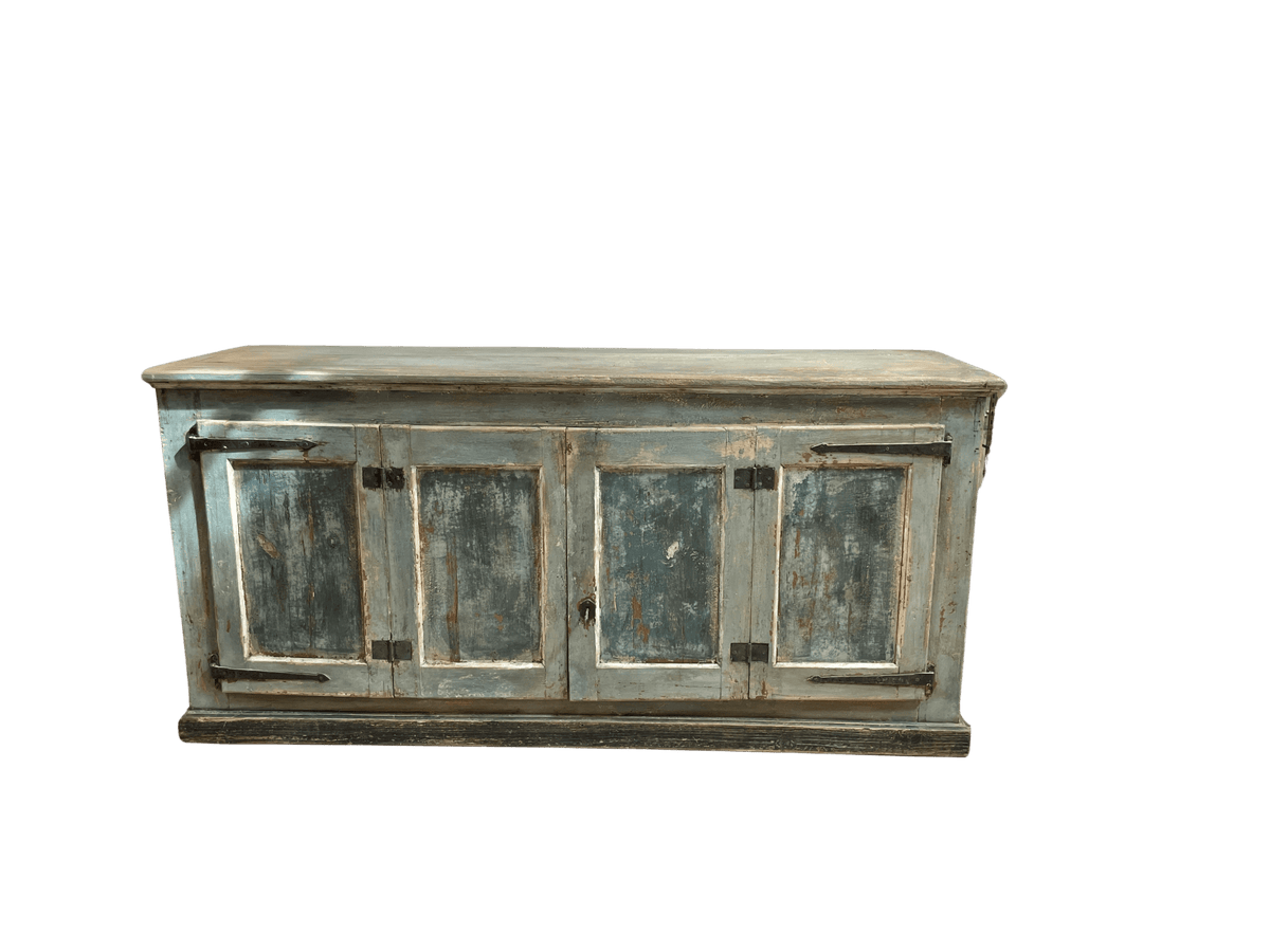 Late 18th C. blue paint enfilade or sideboard buffet, France - Helen Storey Antiques