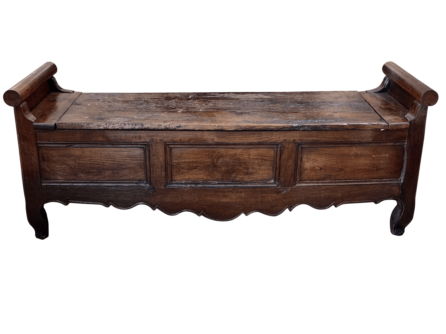 Louis XV 18th C. French Provincial Elm and Oak Lift Top Hall Bench