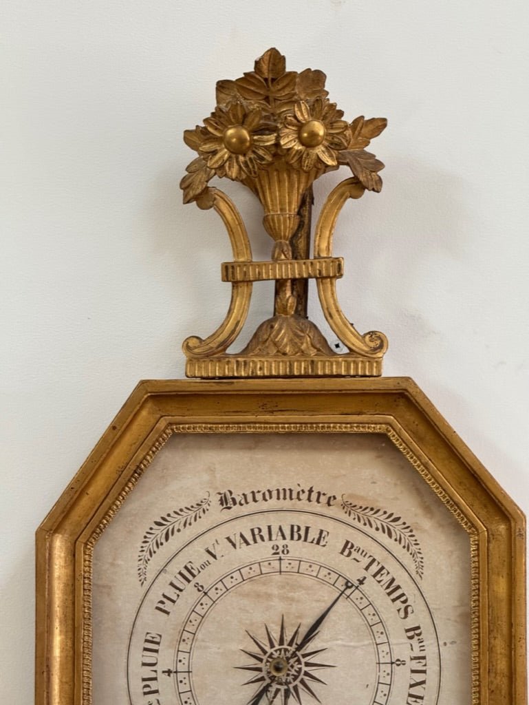 Louis XVI carved and gilded barometer - Helen Storey Antiques