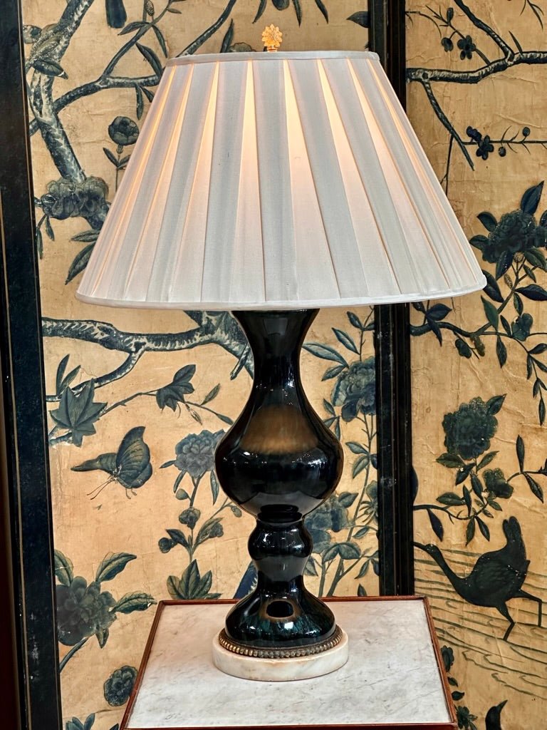 Mid - Century Italian Nason Murano Blue - Cased Copper Aventurine Table Lamp - Helen Storey Antiques