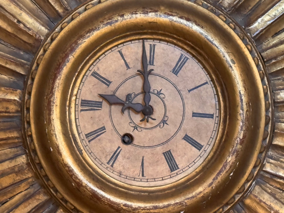 Mid - Century modern gilt starburst clock - Helen Storey Antiques