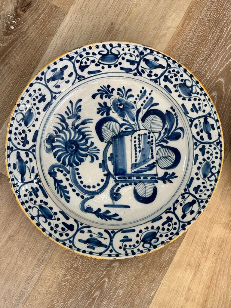 Pair of 18th Century Blue and White Dutch Delft Chargers - Helen Storey Antiques