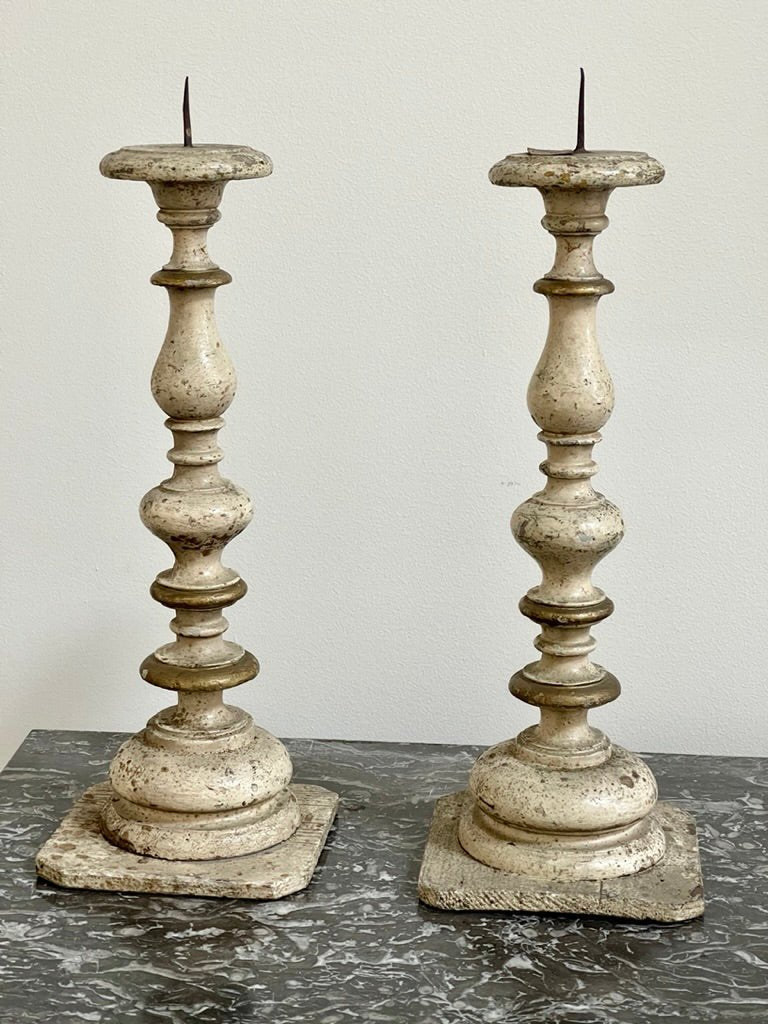 Pair of 18th Century Tuscan Italian Pricket Sticks - Helen Storey Antiques