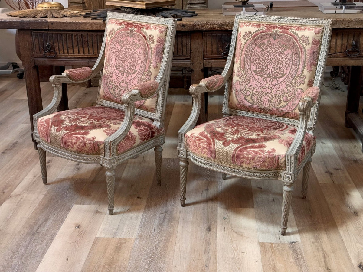 Pair of fine Louis XVI Painted Fauteuils - Helen Storey Antiques