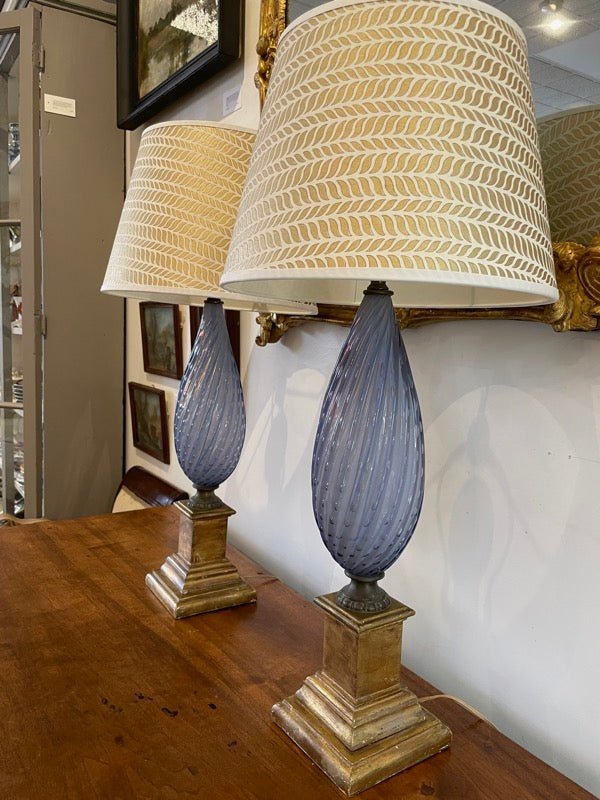 PAIR OF MID - CENTURY MURANO VENETIAN GLASS LAMPS - Helen Storey Antiques