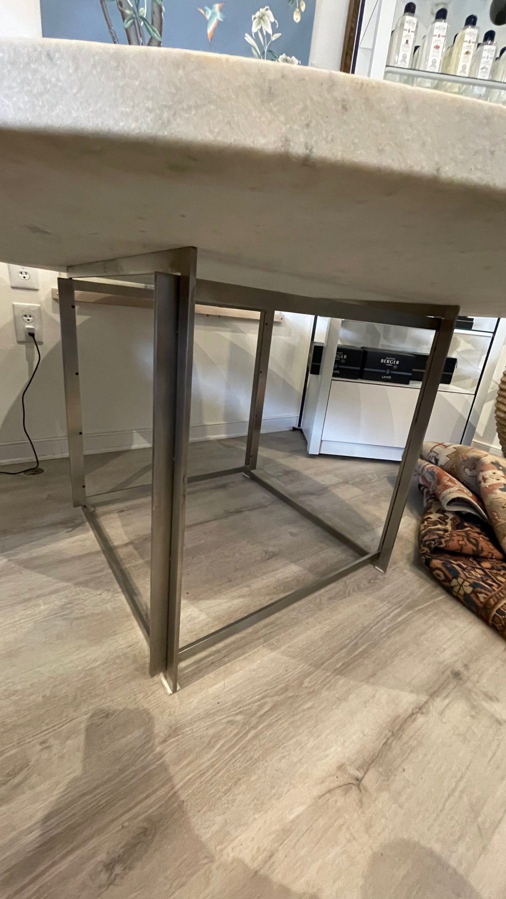 PK54 STEEL &amp; MARBLE TABLE BY POUL KJAERHOLM, DENMARK - Helen Storey Antiques