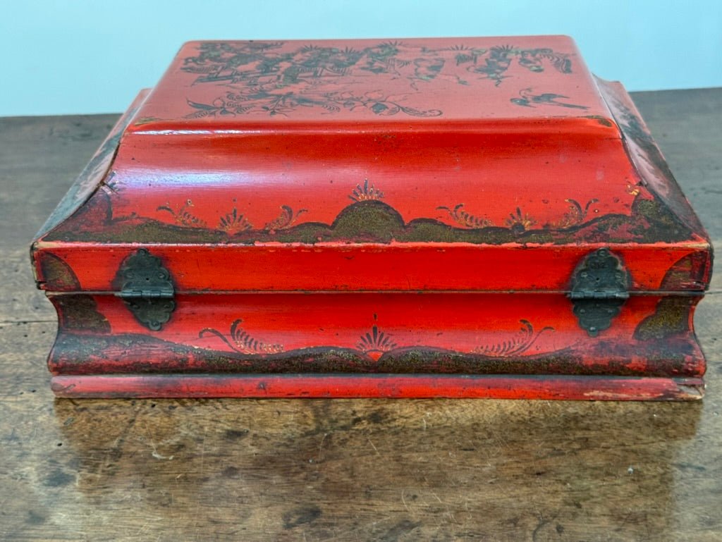Rare 18th Century French Red Lacquered Wig Box - Helen Storey Antiques