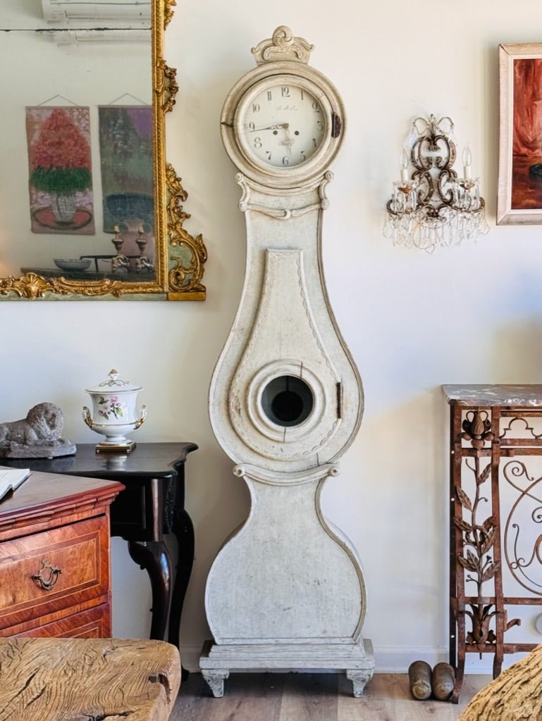 Swedish Fryksdahl Mora clock, c. 1820 - Helen Storey Antiques
