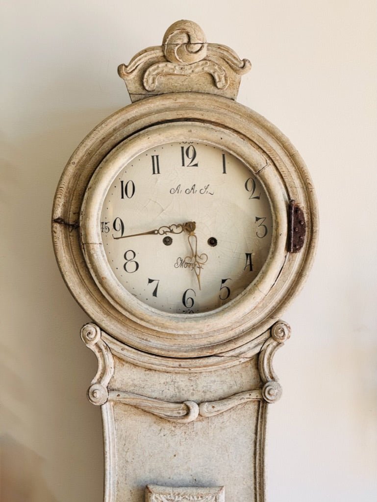 Swedish Fryksdahl Mora clock, c. 1820 - Helen Storey Antiques