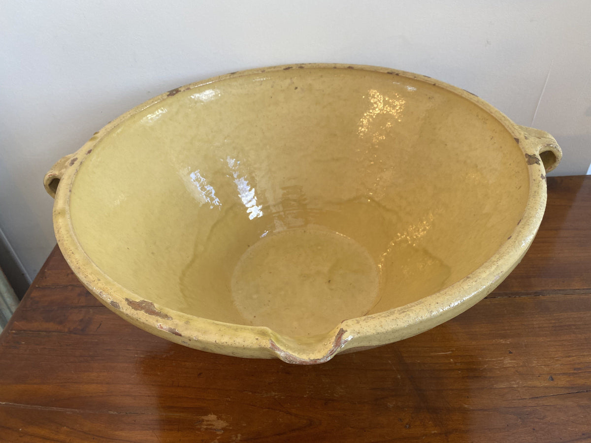 Decorative Object - Large French Provincial Yellow-glaze Terra Cotta Bowl